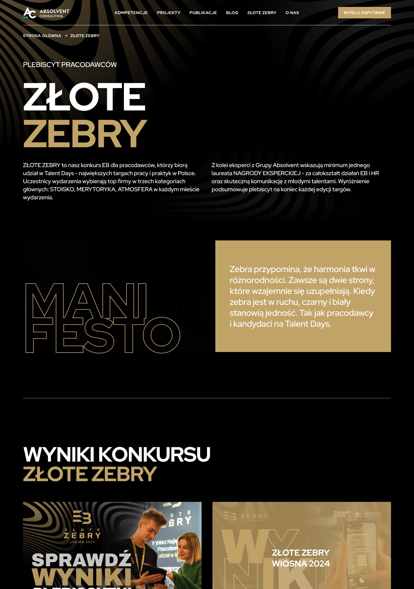 Absolvent Consulting employer branding agency website — case studies layout on desktop