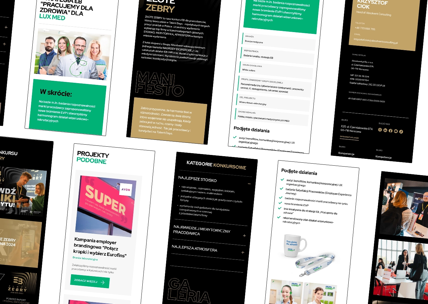 Absolvent Consulting employer branding agency website — responsive mobile design across multiple screens