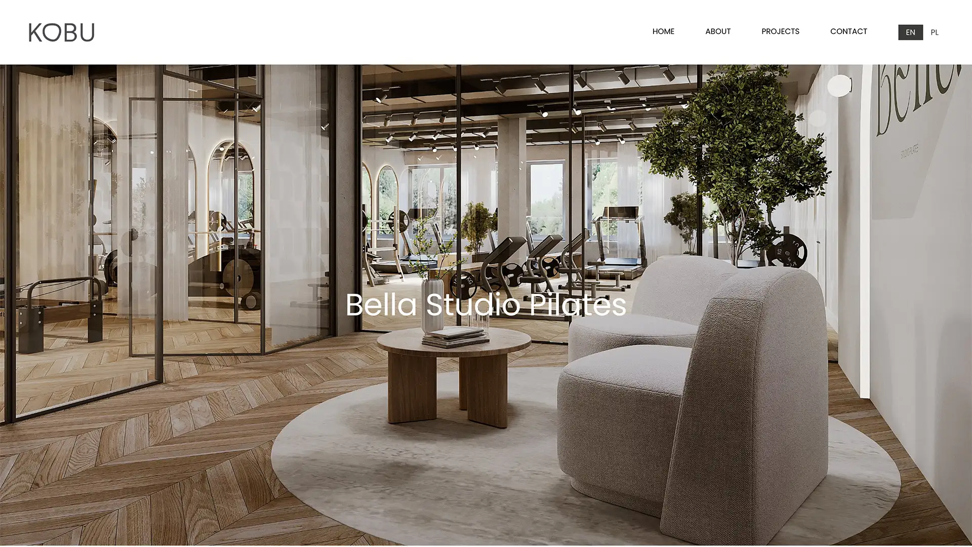 Kobu Studio architectural office website — portfolio gallery on desktop