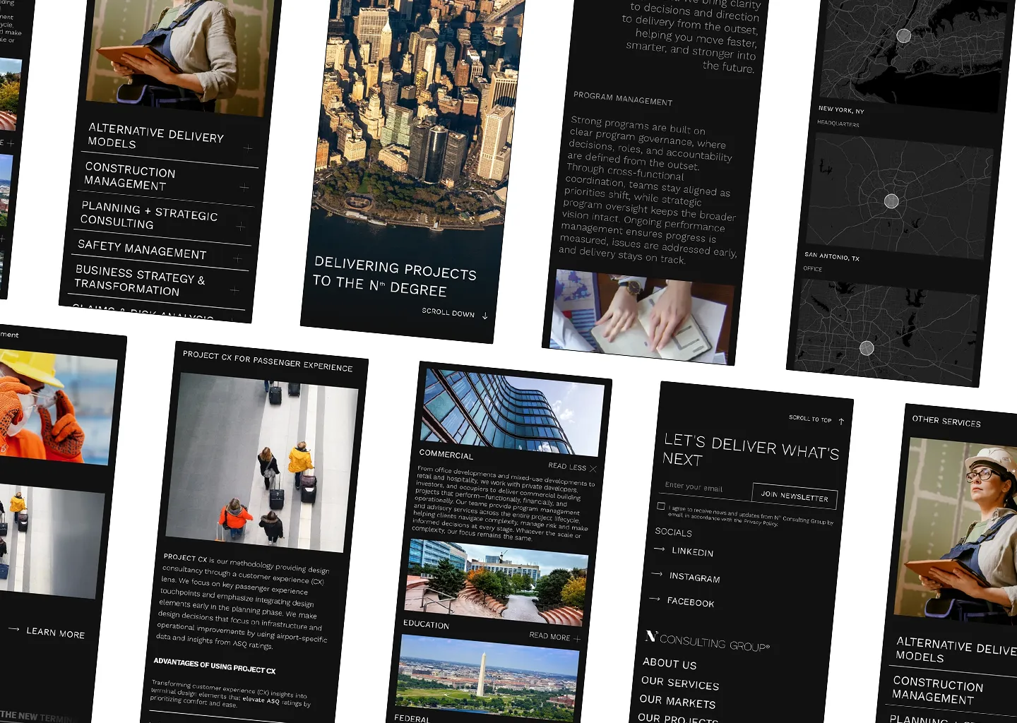 Nth Consulting Group corporate website — responsive mobile design across multiple screens