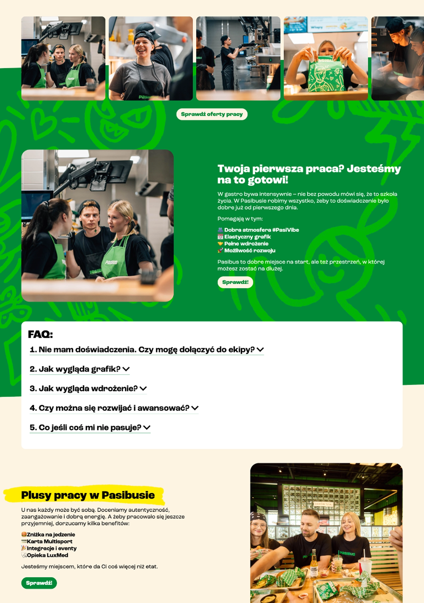 Pasibus burger chain job board — application flow detail on desktop