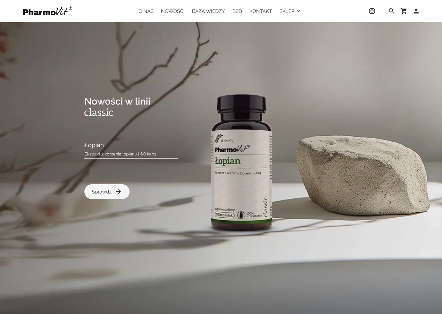 Pharmovit supplement e-commerce store — original product page audited before redesign, on desktop